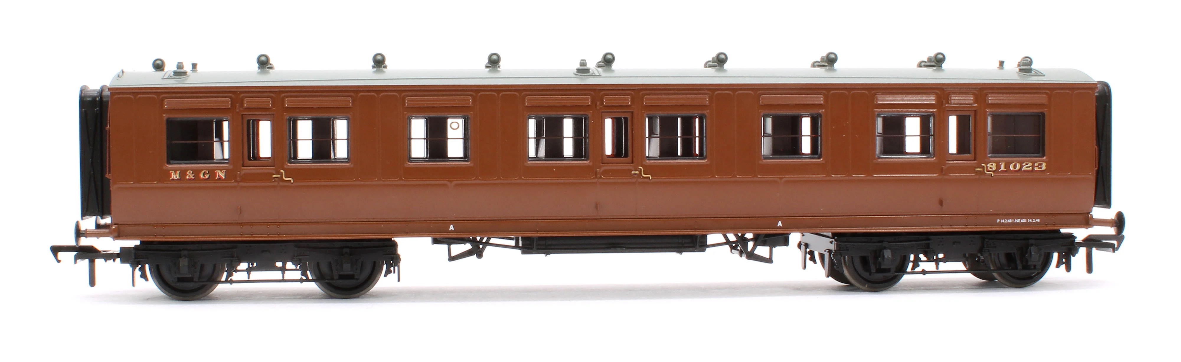 39-871 LNWR 50ft Arc Roof Third Corridor M&GN Brown No.81023 - Image 2