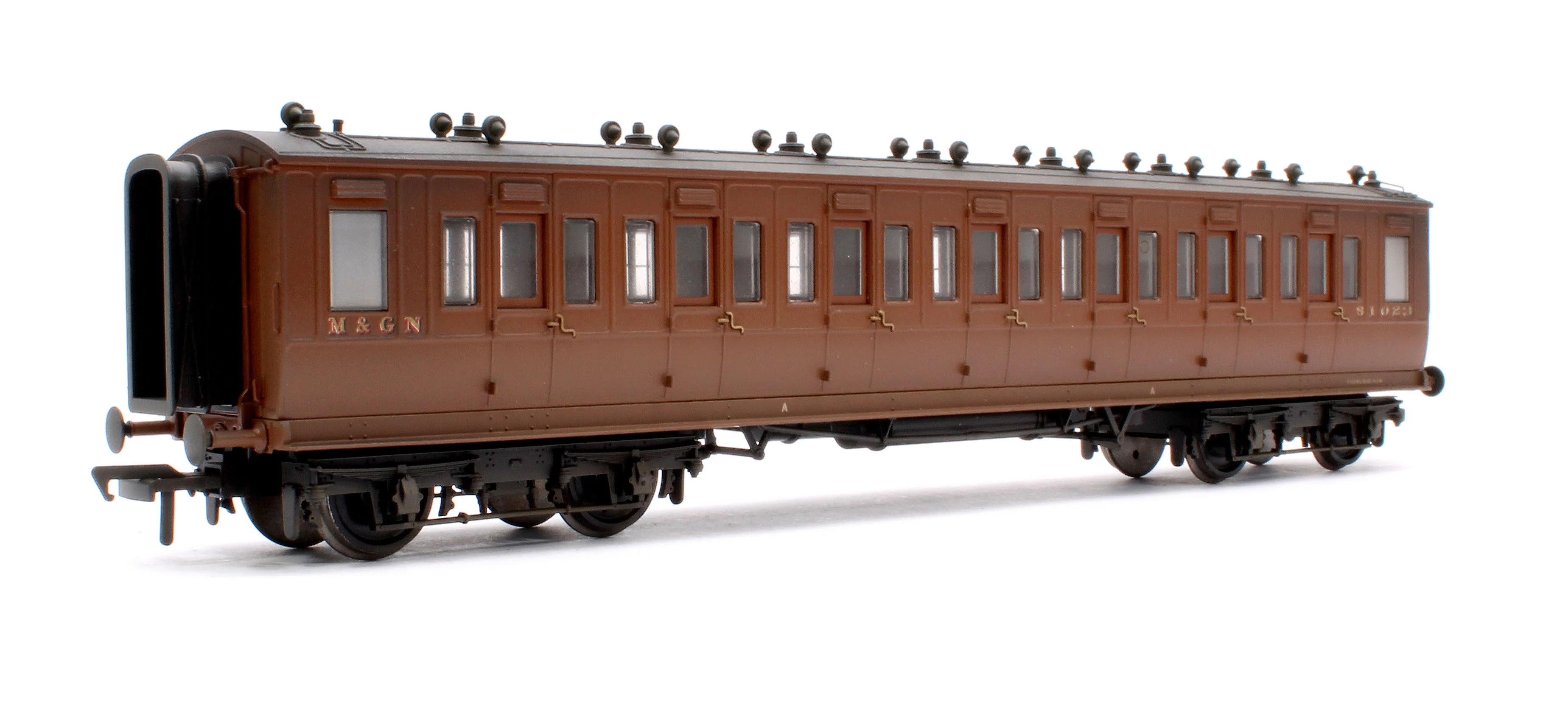 Custom Weathered LNWR 50ft Arc Roof Third Corridor M&GN Brown No.81023
