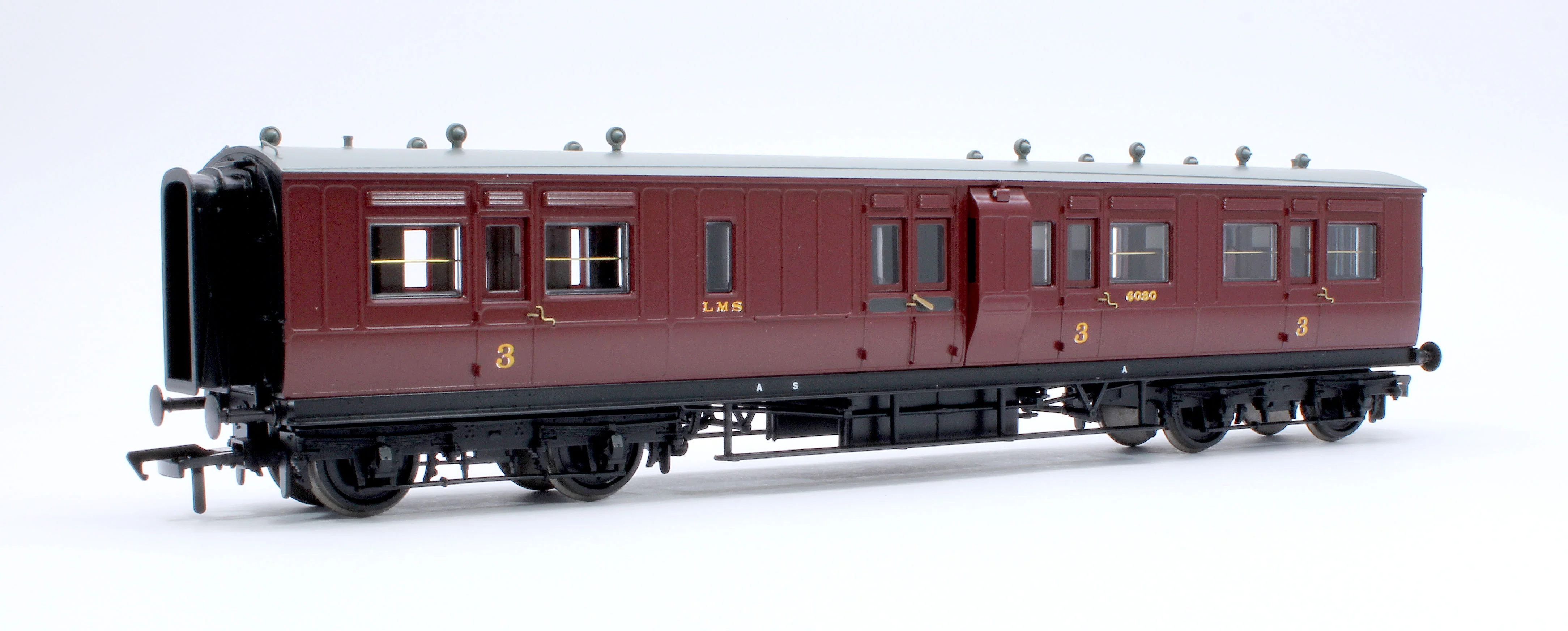 39-883 LNWR 50ft Arc Roof Brake Third Corridor LMS Crimson Lake No.6080 - Image 2