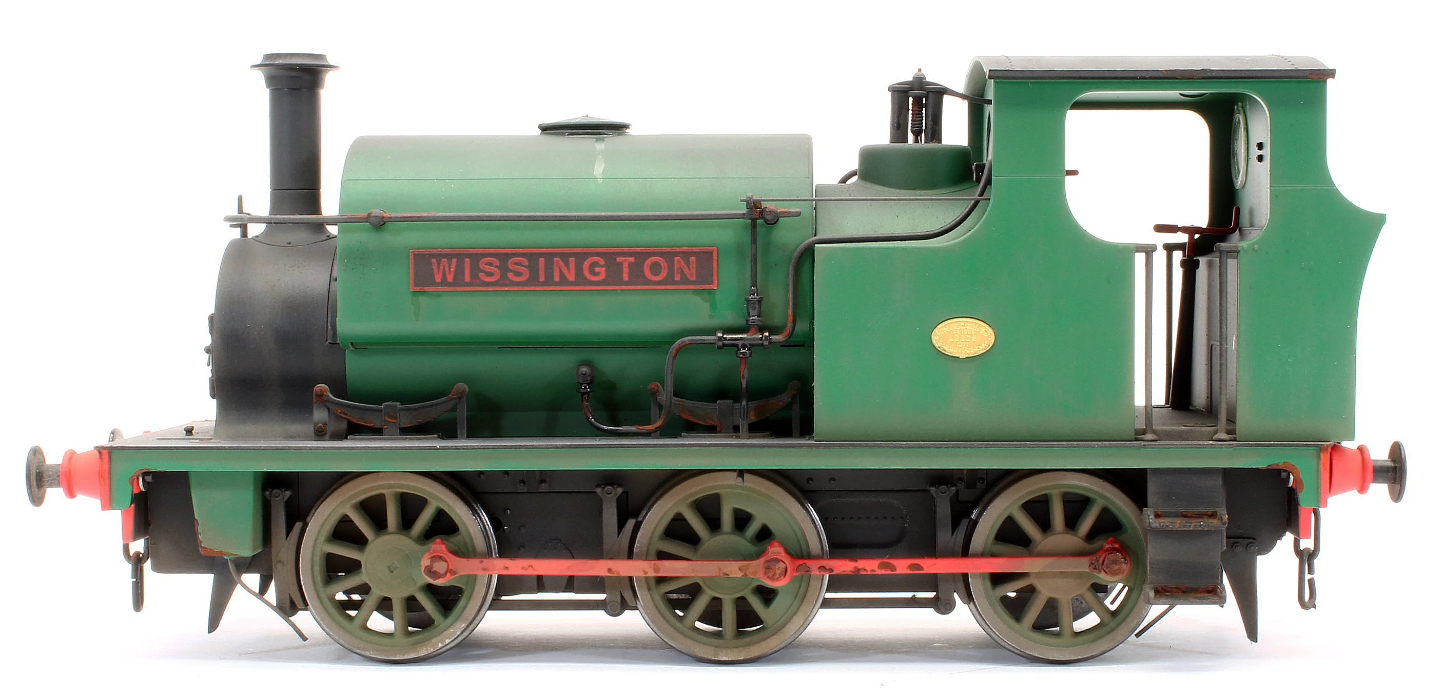 Bespoke Weathered Hudswell Clarke 'Wissington' 0-6-0 Tank Green Steam Locomotive - Heavy Finish, Nameplate Added, Works Plate Added - Image 4