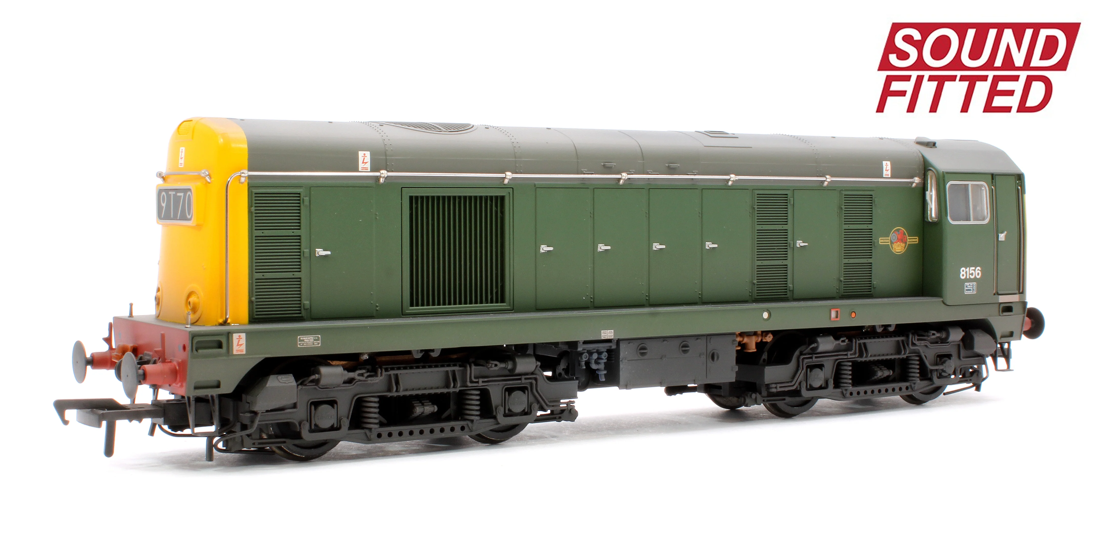 35-360SF Class 20/0 Headcode Box 8156 BR Green (Full Yellow Ends) Weathered Diesel Locomotive - DCC Sound
