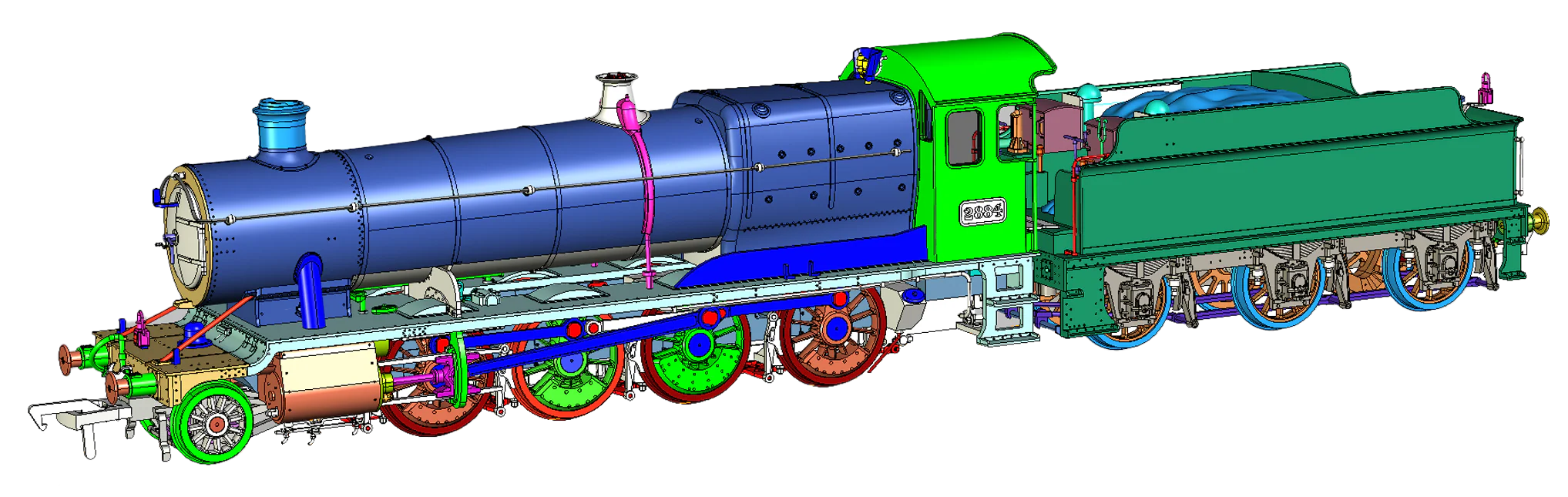 4S-009-004S Class 28xx / 2884 2884 Shirt Button Green 2-8-0 Steam Locomotive - DCC Sound Fitted
