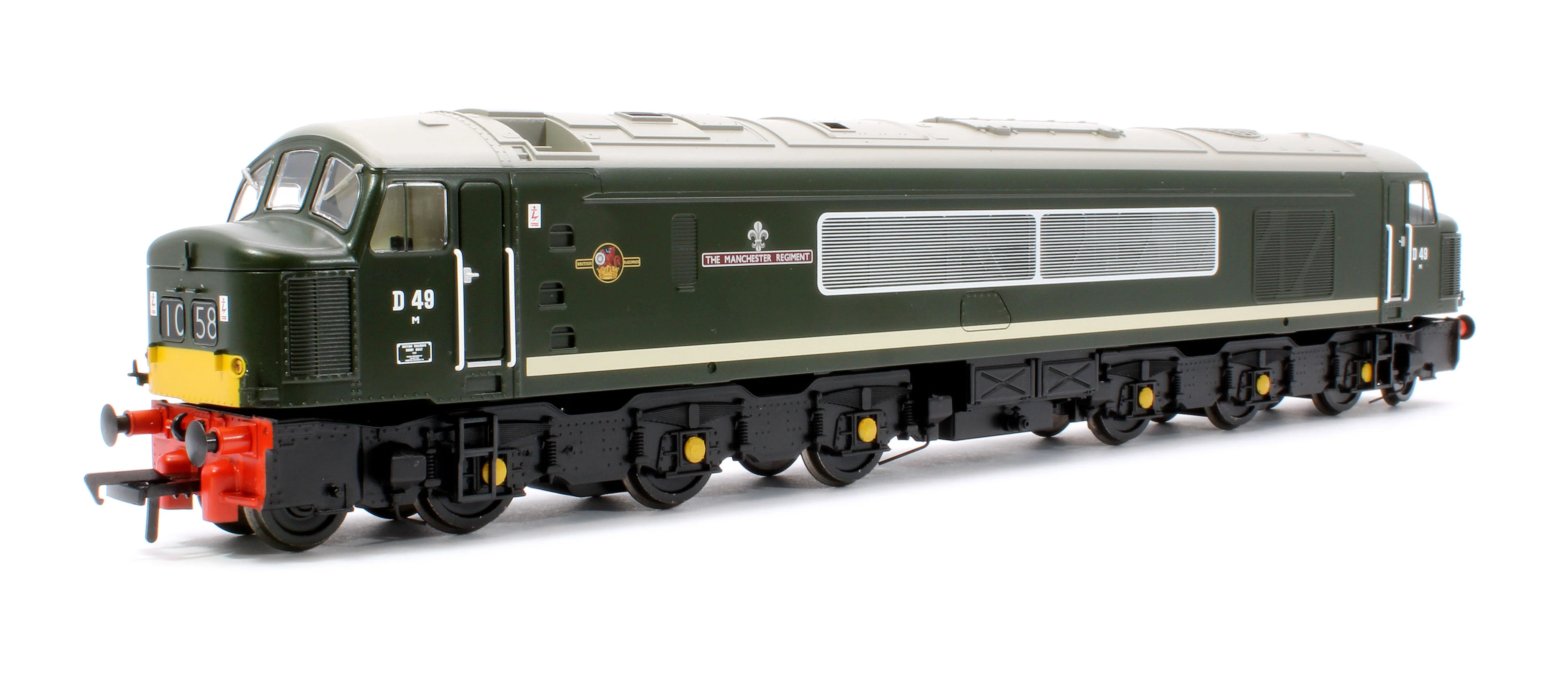 32-678ASF Class 45 Split Centre H/C D49 'The Manchester Regiment' BR Green (Small Yellow Panels) Diesel Locomotive - DCC Sound - Image 3