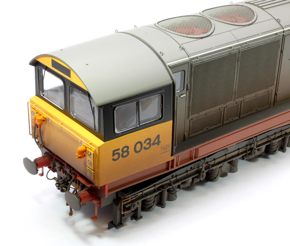 Class 58 Railfreight Red Stripe 58034 Bassetlaw Diesel Locomotive - Weathered - Image 7