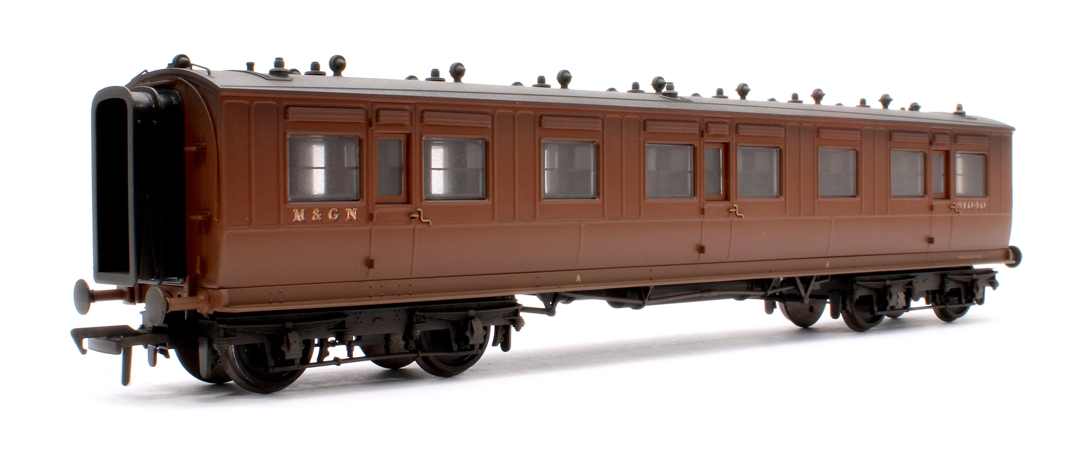 Custom Weathered LNWR 50ft Arc Roof Third Corridor M&GN Brown No.81040 - Image 3