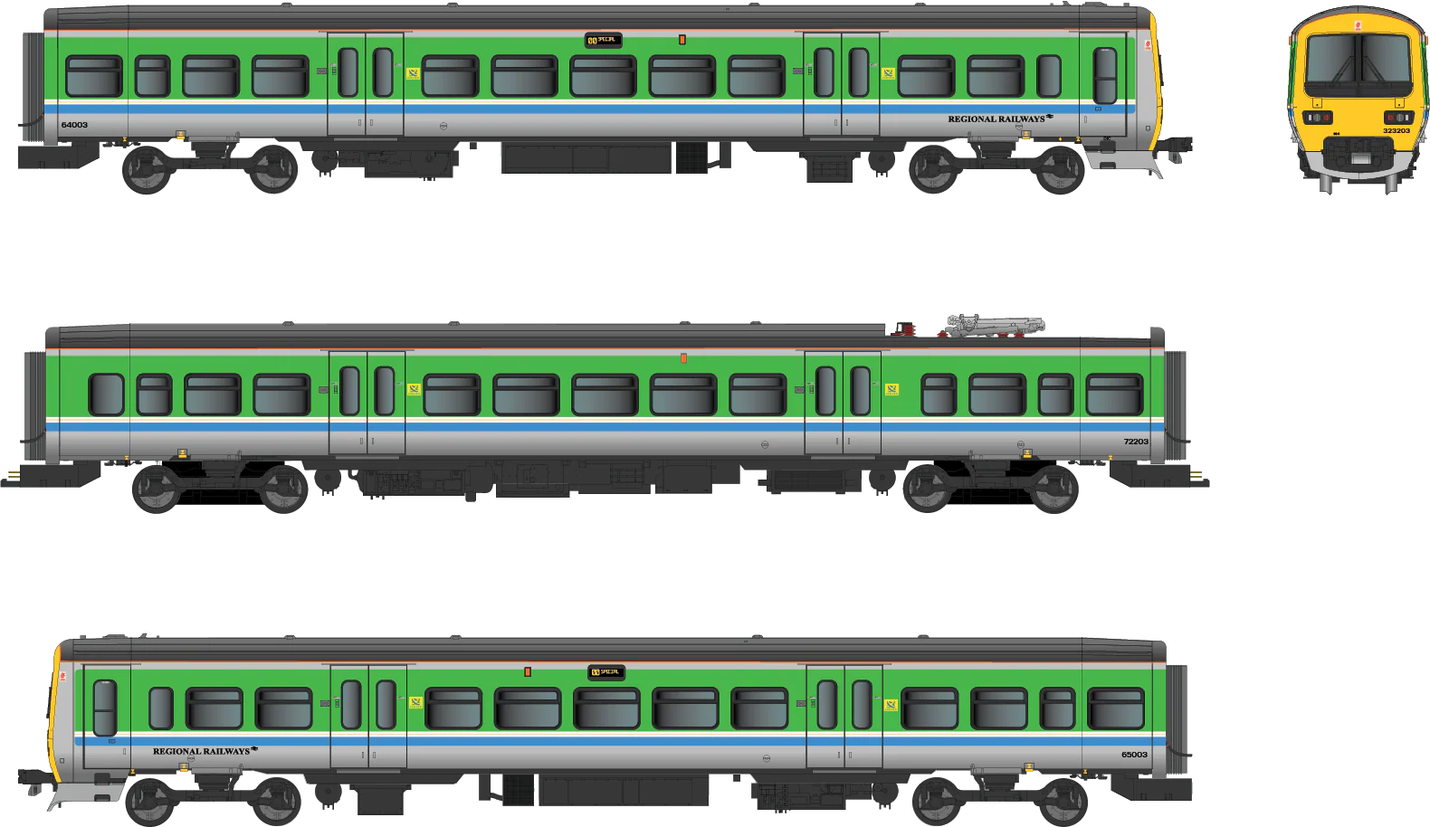 4D-323-001 Class 323 323203 Regional Railways Centro 3 Car EMU Set - Image 5