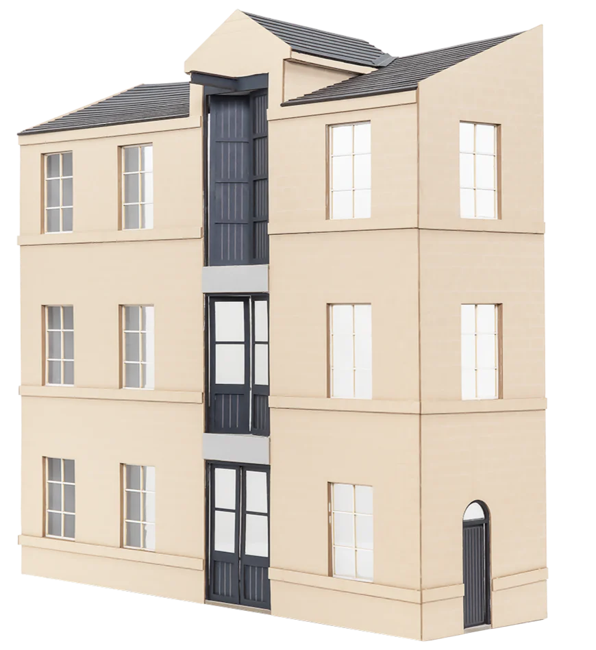 7B-005-001 Kitmaster Genesis - Low Relief Factory End (Doors & Hoist) Building Kit - Image 3