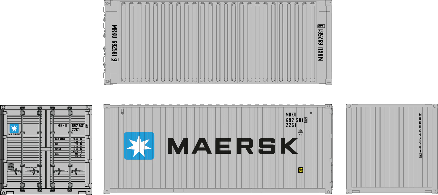 7F-028-001 20ft Container Maersk MRKU 692581 9 22G1