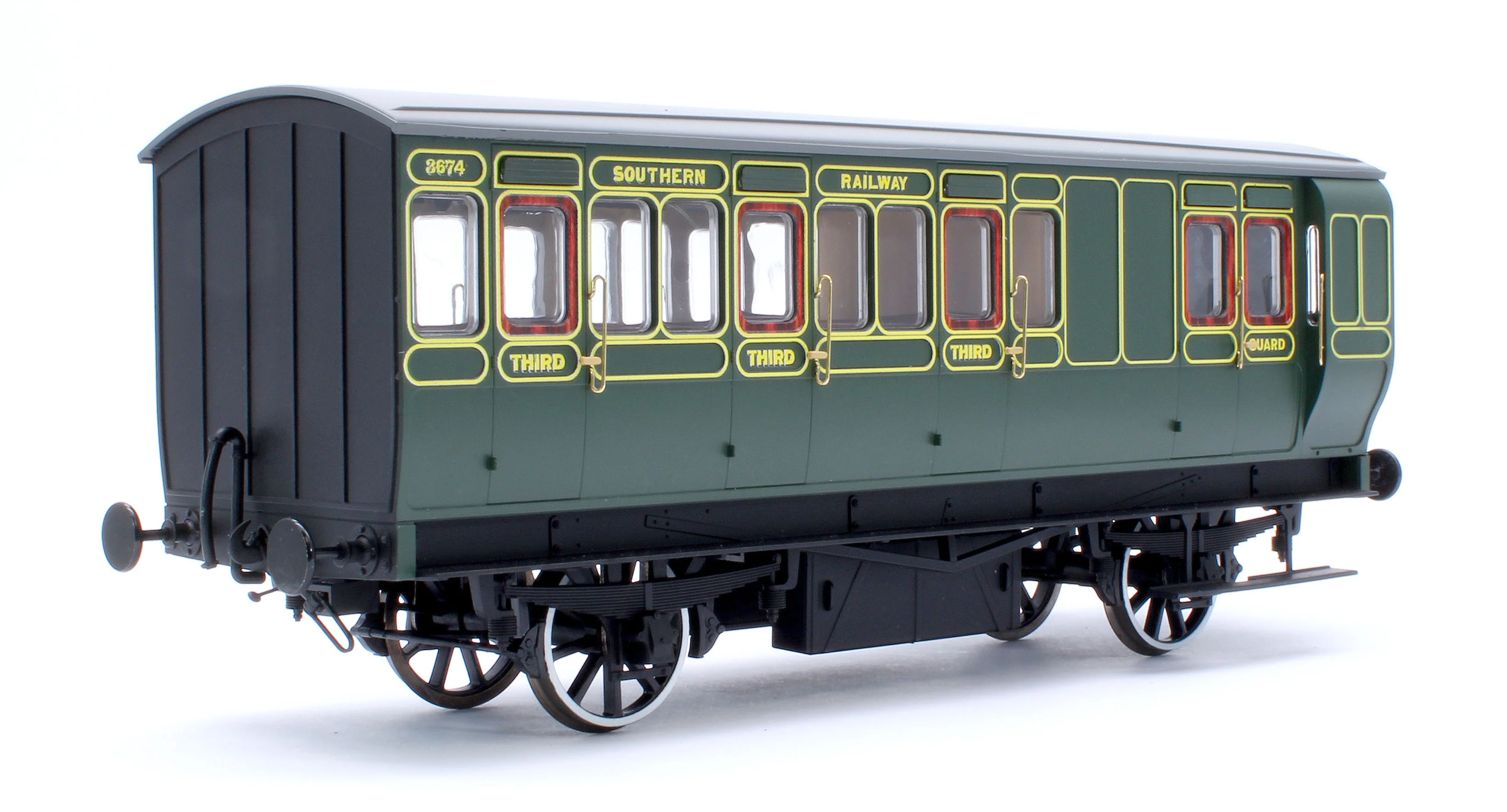 Stroudley 4 Wheel Electrically Lit Brake 3rd Southern Lined Green 3674 - Image 3