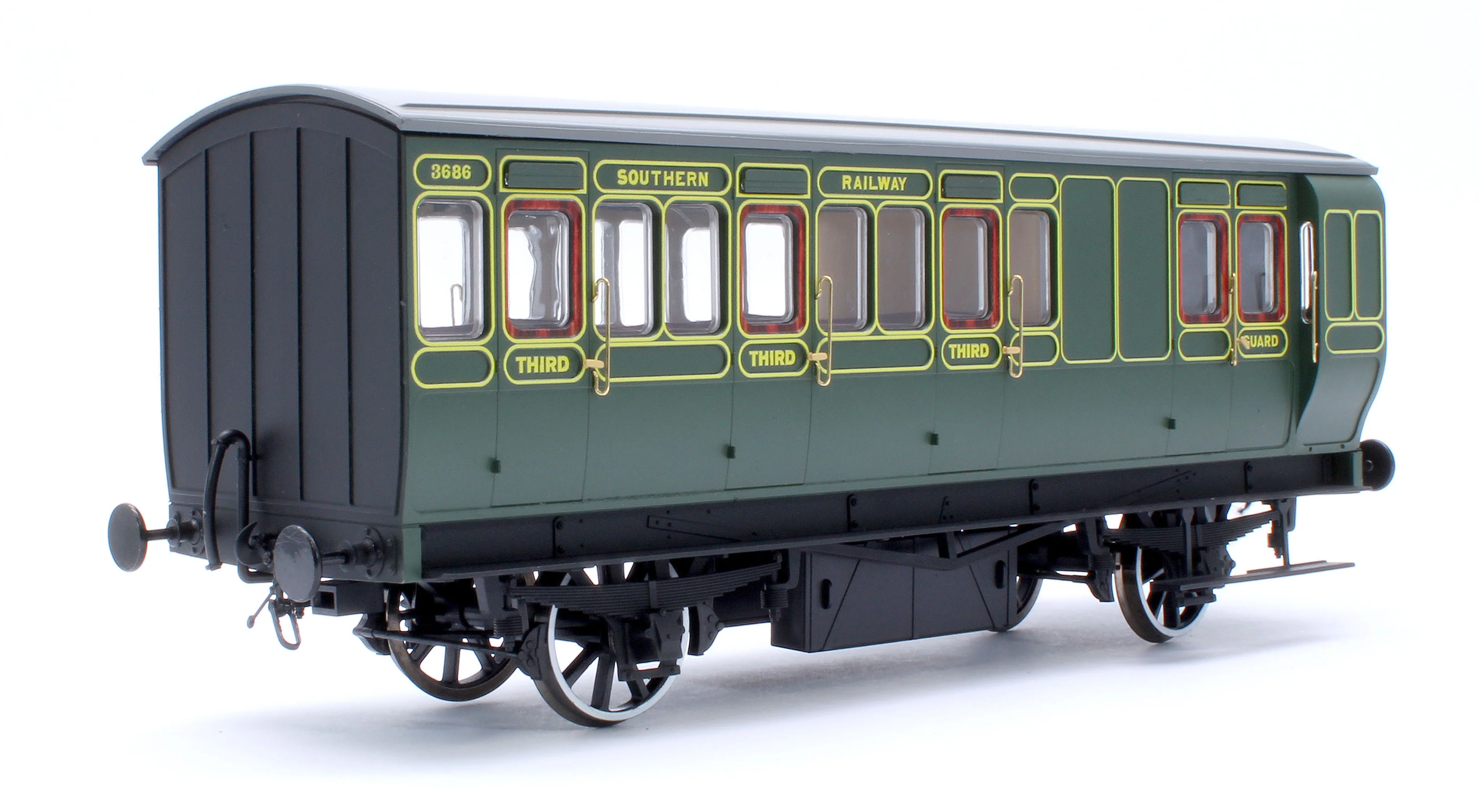 Stroudley 4 Wheel Electrically Lit Brake 3rd Southern Lined Green 3686 - DCC & Light Bar Fitted - Image 3