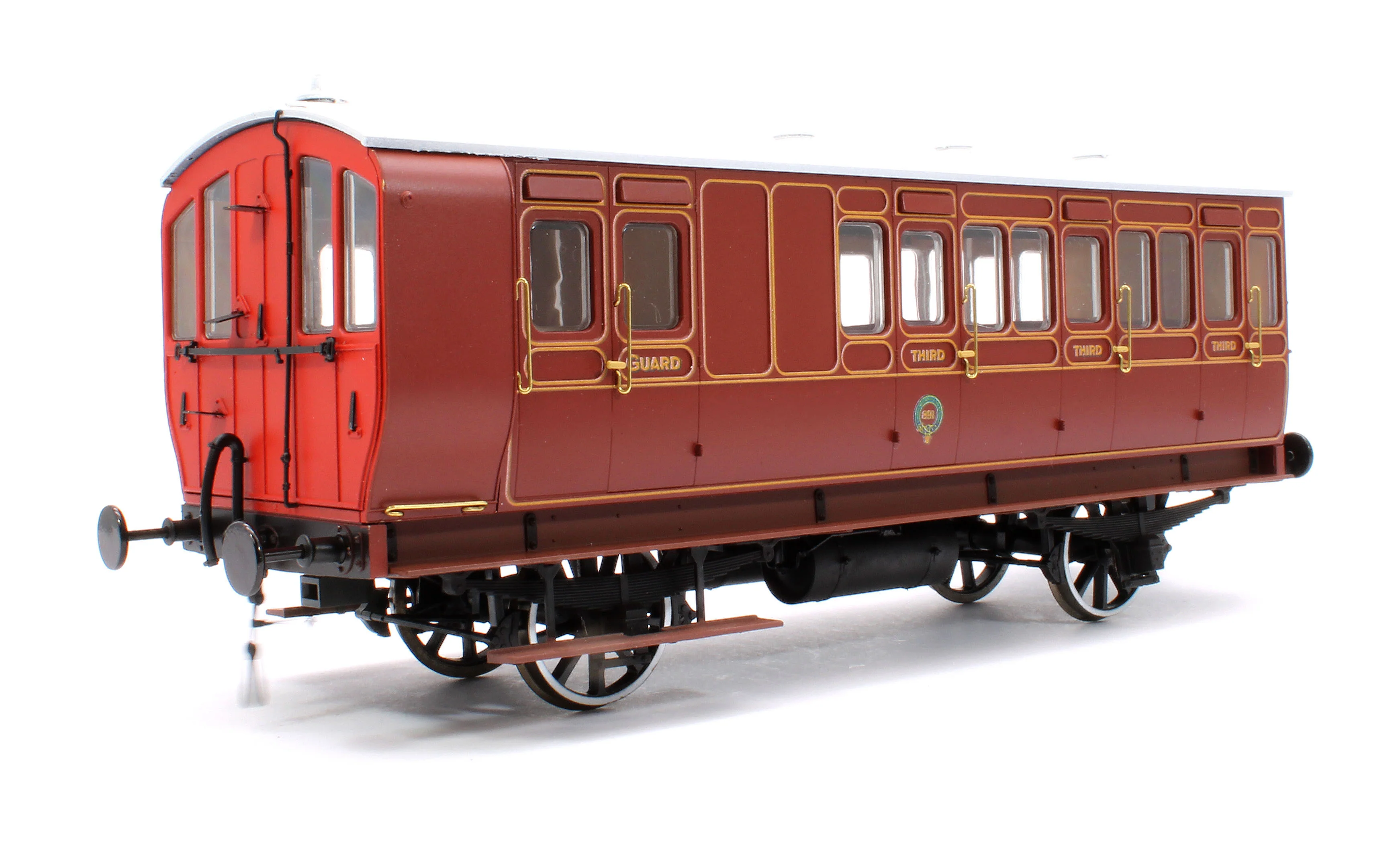 Stroudley 4 Wheel Gas Lit Brake 3rd Lined Brown 891 (Light Bar Fitted) - DCC Fitted