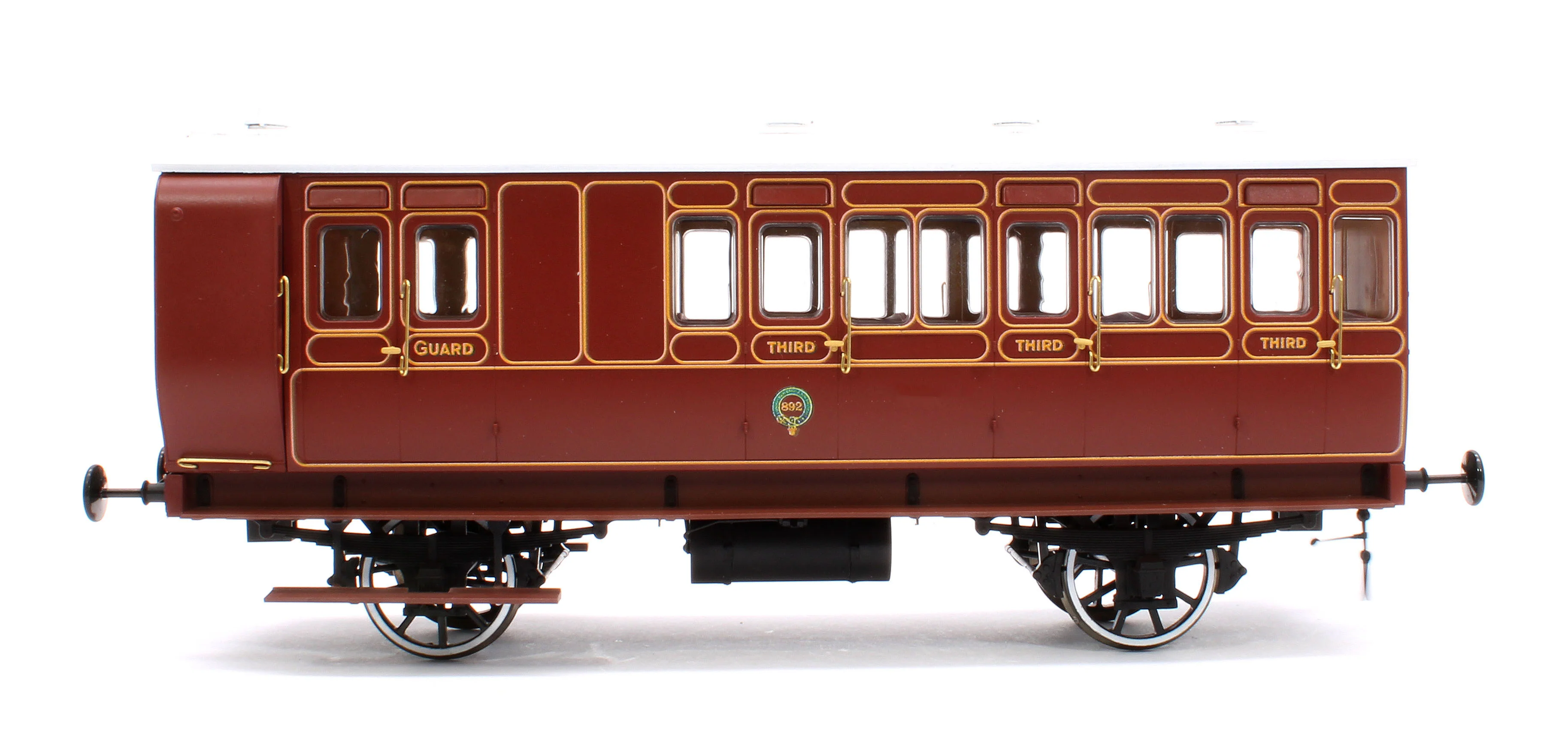 7P-020-581D Stroudley 4 Wheel Gas Lit Brake 3rd Lined Brown 892 (Light Bar Fitted) - DCC Fitted - Image 2