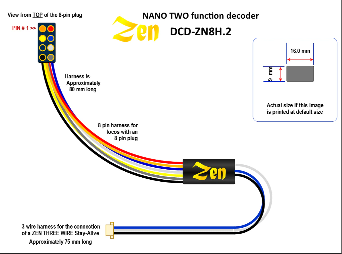 Zen Blue+ Decoder: Super THIN 8 Pin NANO Wired 2 Function (5-pack) - Image 2