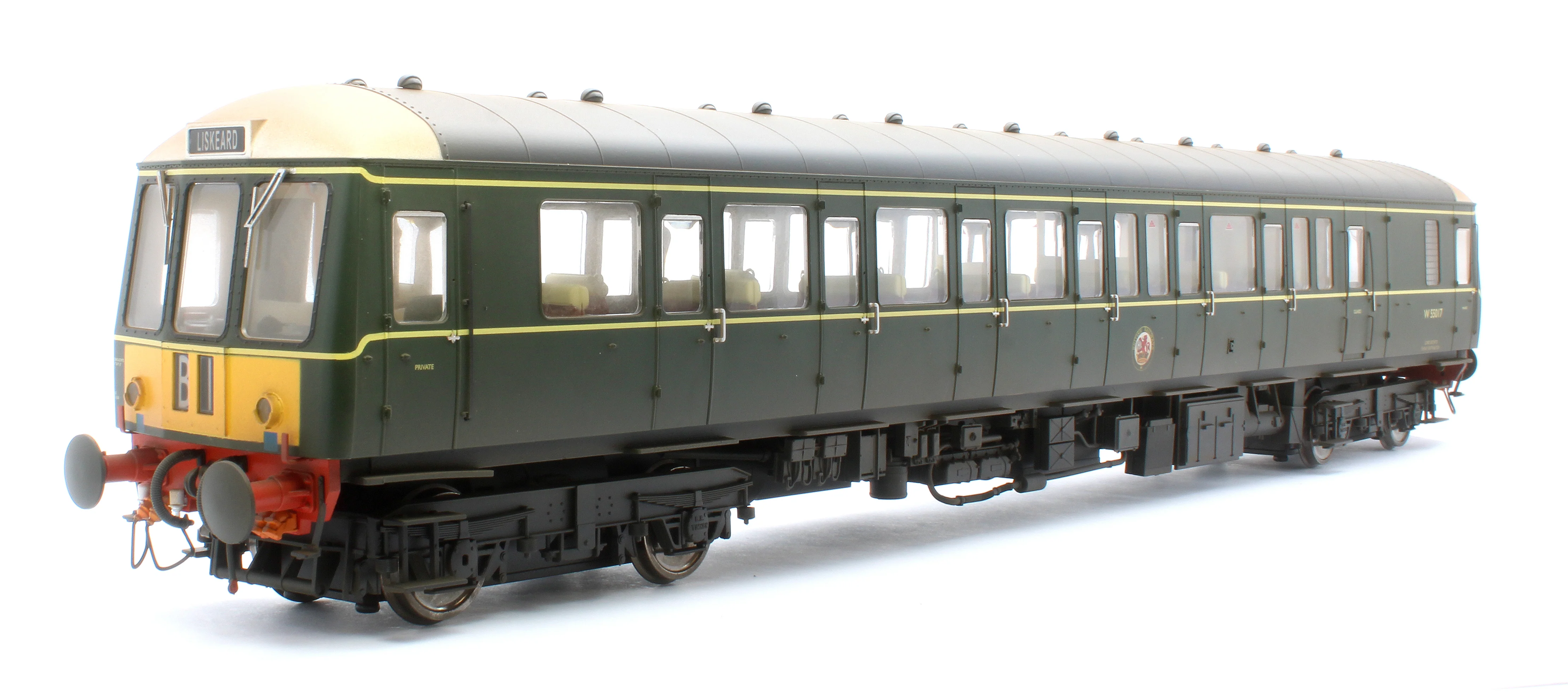 1222 Class 122 BR Green (Small Yellow Panel) Single Car DMU W55017 - Weathered