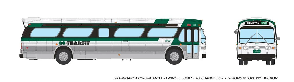 753109 HO 1/87 New Look Bus (Deluxe): GO Transit - Late: #1033