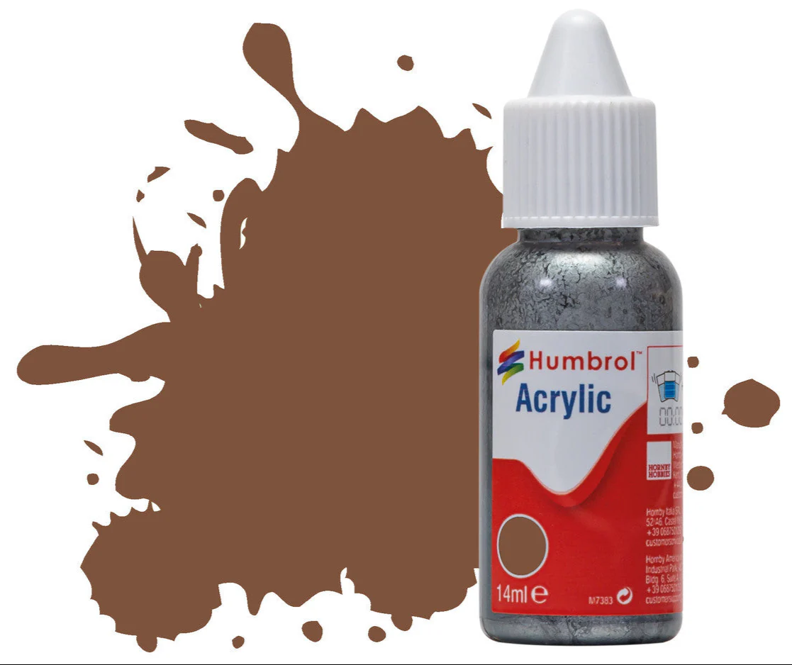 DB0186 HUMBROL ACRYLIC DROPPER BOTTLE - No 186 Brown - Matt - 14ml