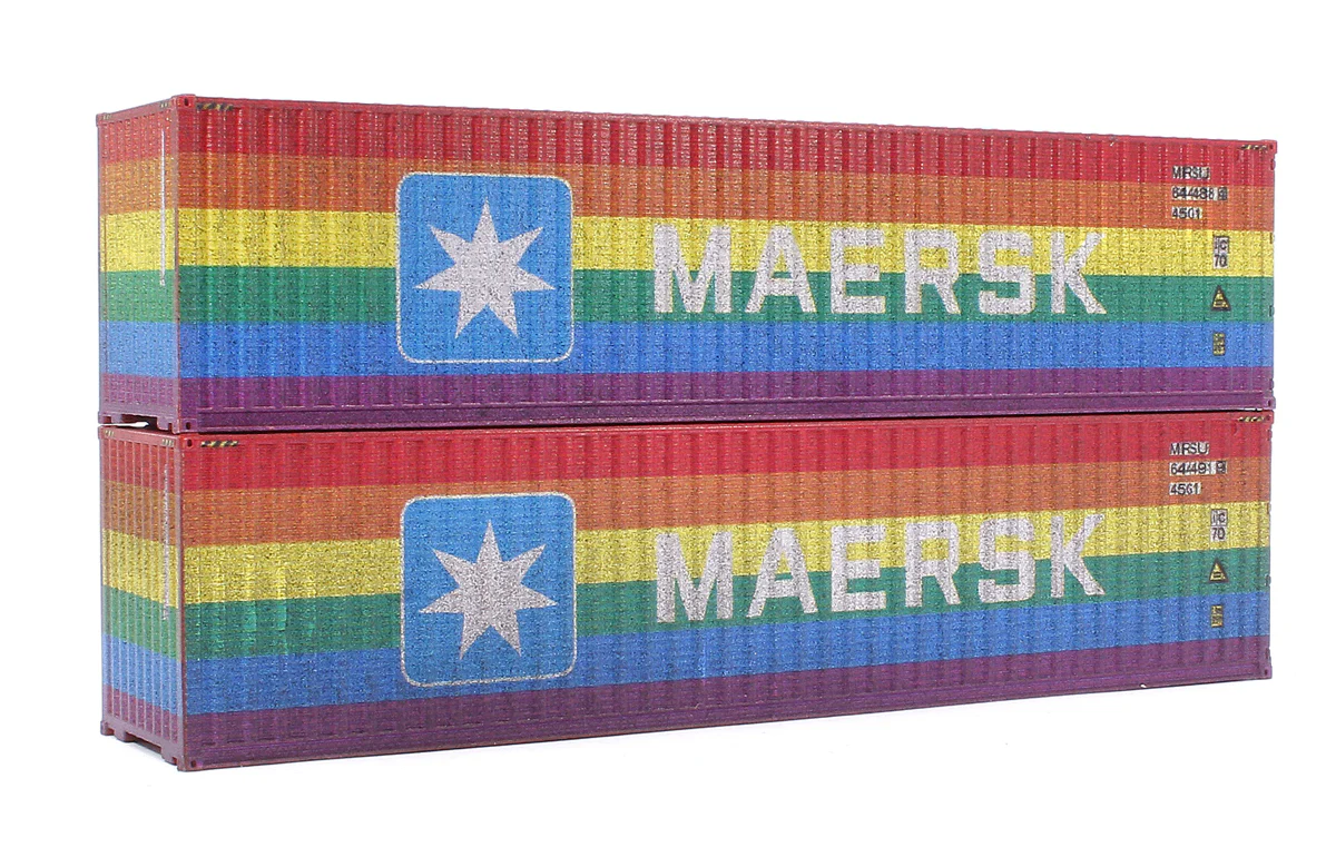 4F-RAINBOW-23W Maersk Rainbow 40ft High Cube Container Twin Pack - Weathered