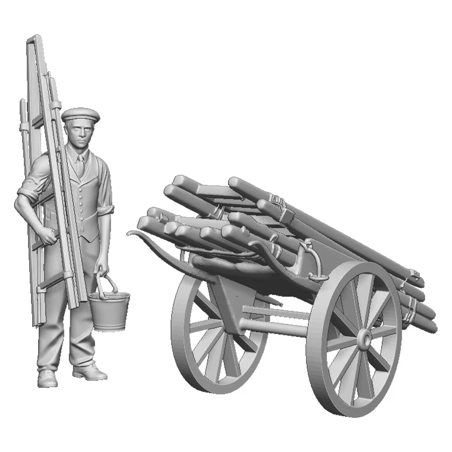 1369-076 OO Gauge Town and Country - Window Cleaner and Hand Cart