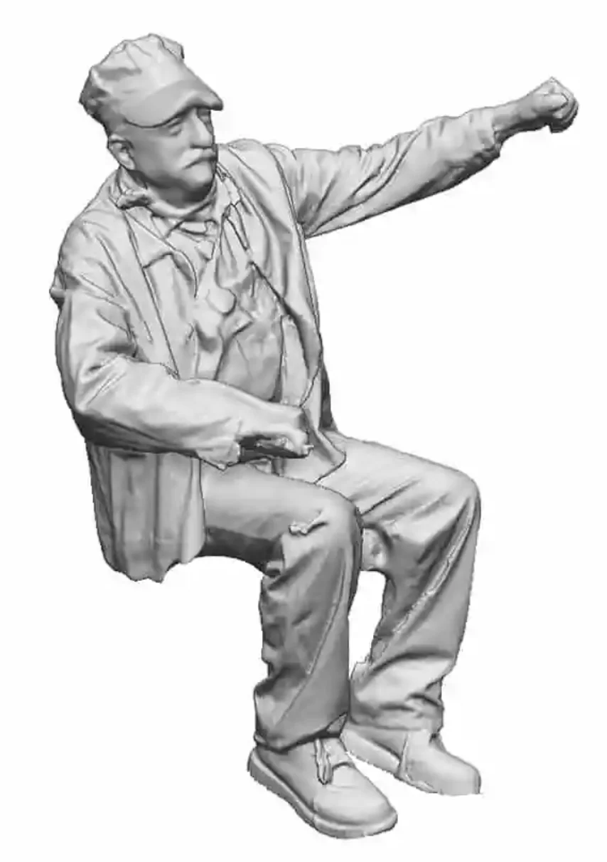 OO Gauge - North American - Seated Engineer using Throttle - Left Hand Raised