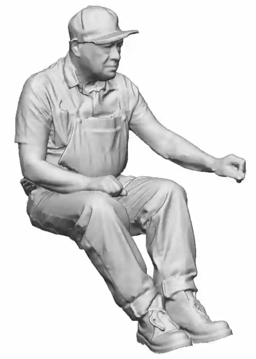 N Gauge - North American - Seated Engineer using Regulator - Left Hand Raised