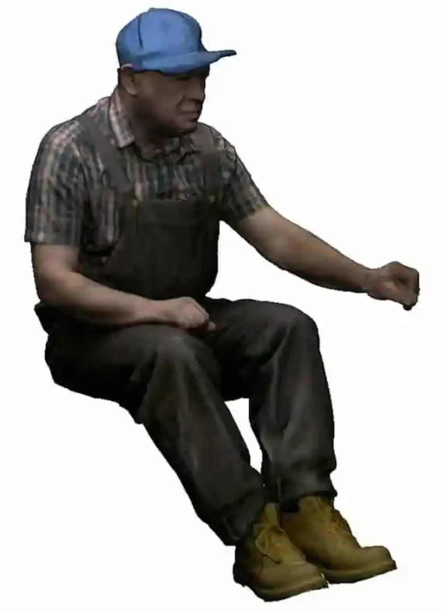 N Gauge - North American - Seated Engineer using Regulator - Right Hand Raised - Image 2