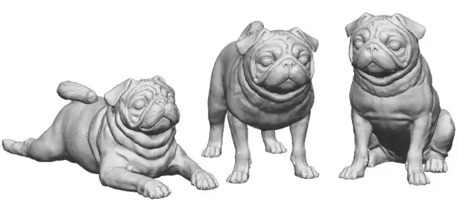 31017-043 O Gauge - Pets, Wildlife & Livestock - Pugs x3