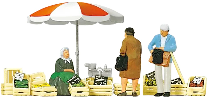 Seated Market Seller and Customers (2) Exclusive Figure Set