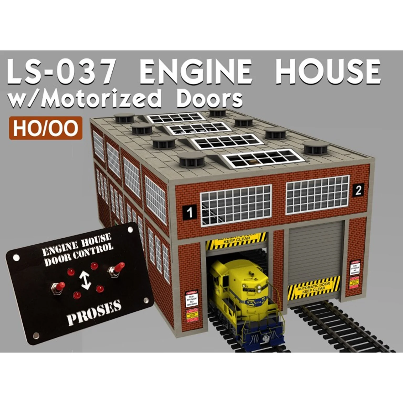 PLS-037 HO/OO Engine House w/Motorized Working Doors Building Kit - Image 2
