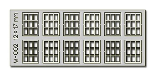 PW-002 12 pcs 12X17mm 9 Pane Laser Cut Windows HO/OO