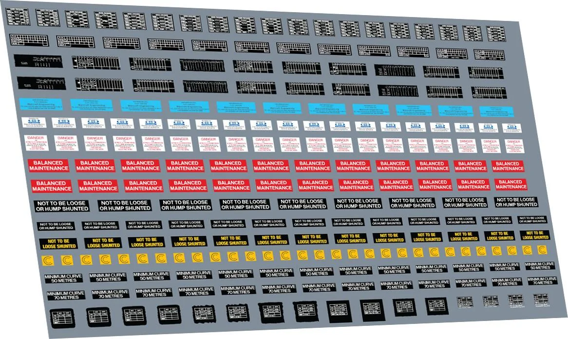 RT-4-6400 Wagon Markings: Generic Waterslide Decals Transfer