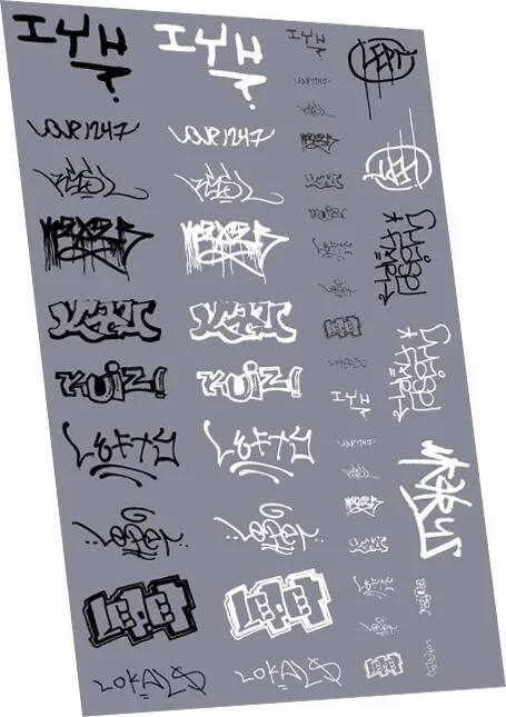 RT-4-8957 Graffiti: Tags Pack 7 Waterslide Decals Transfer