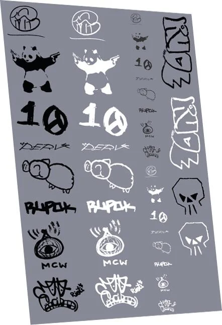 RT-4-8961 Graffiti: Tags Pack 11 Waterslide Decals Transfer