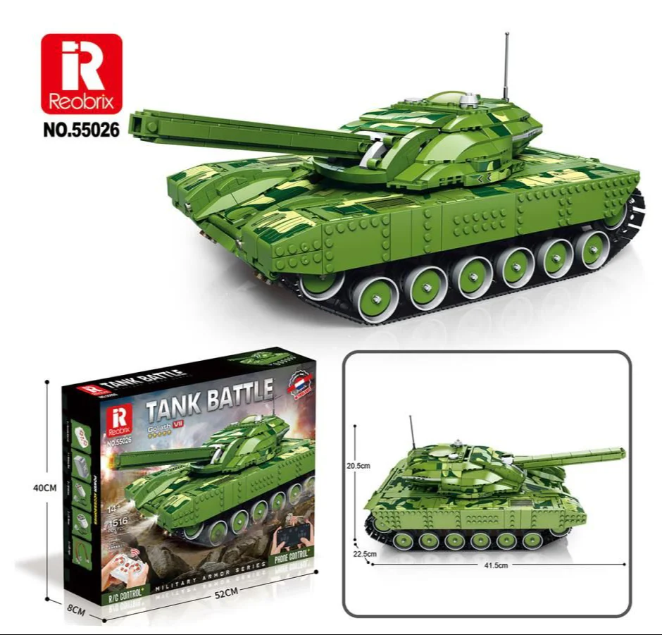 RC Canon Firing Tank 1516pc Construction Set - Image 5