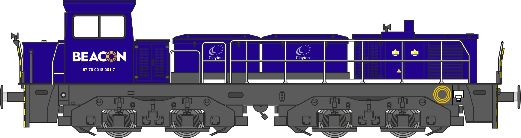 RT-CL18-BE-001 Clayton Class 18 (18001-5) / CBD90 Beacon Rail Hybrid Battery Diesel Locomotive (Single Headlight) - Image 2