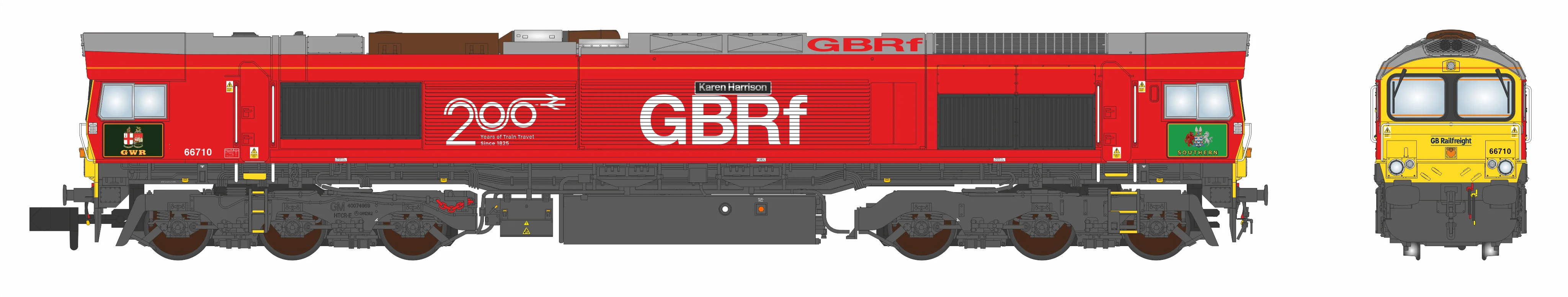 Class 66 GB Railfreight / Railway 200 Livery 66710 "Karen Harrison" Diesel Locomotive