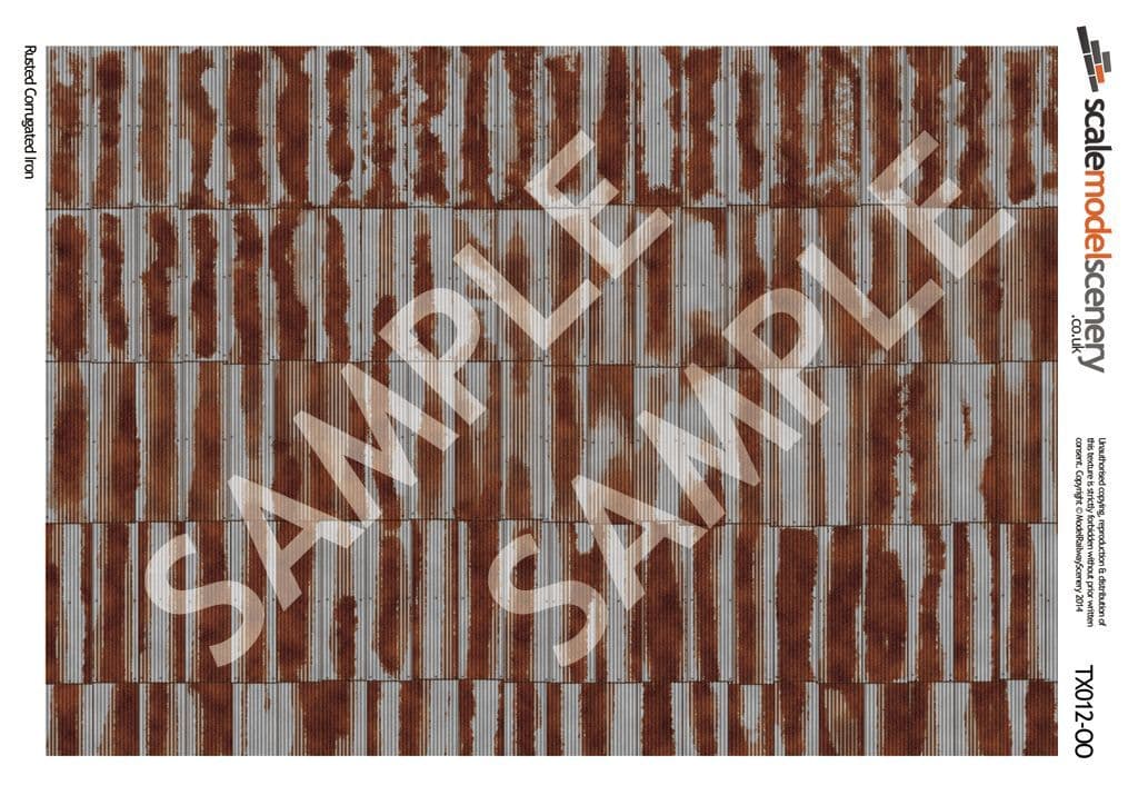 OO/HO Rusty Corrugated Iron Texture Paper (x5) - Image 2