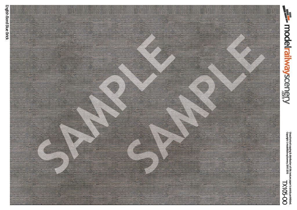 OO/HO English Bond Blue Engineering Brick Texture Paper (x5) - Image 2