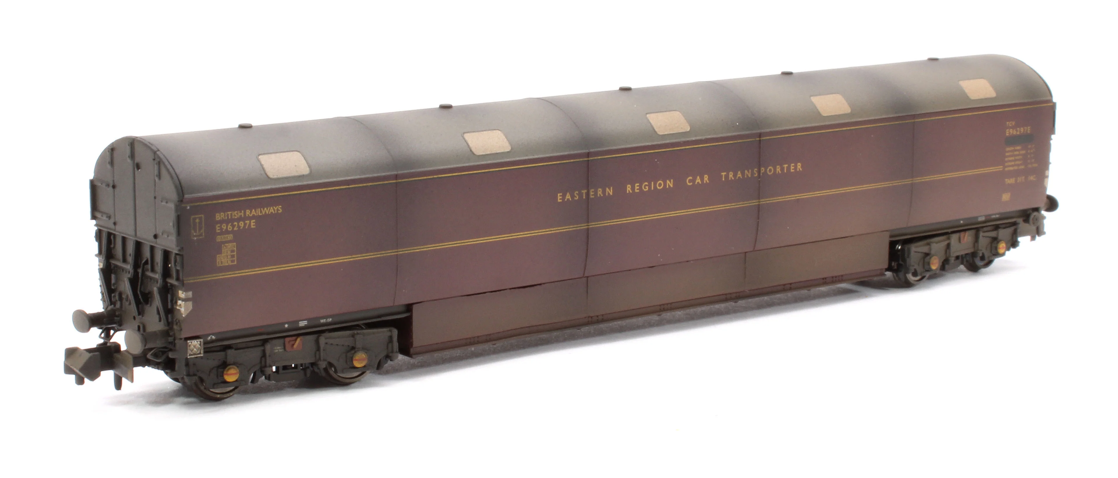 Custom Weathered Newton Chambers Car Transporter Eastern Region BR Lined Maroon E96286/293/297E - Pack 2 - Image 2