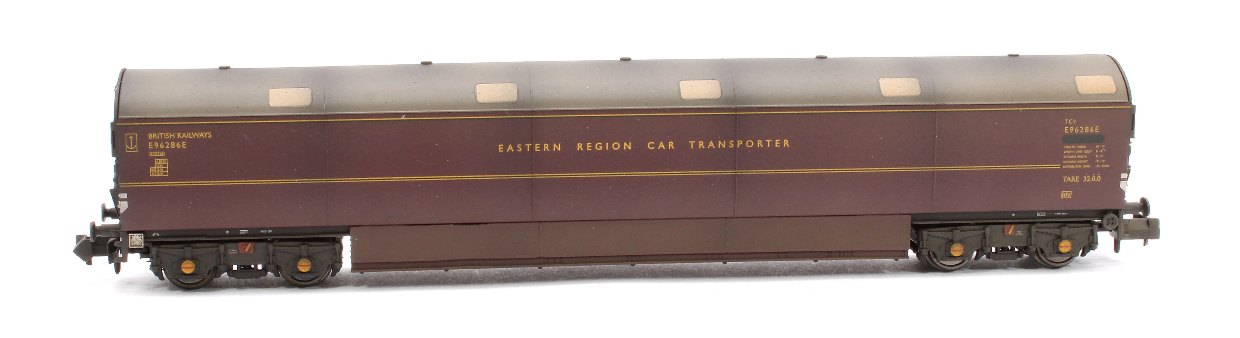 Custom Weathered Newton Chambers Car Transporter Eastern Region BR Lined Maroon E96286/293/297E - Pack 2 - Image 7