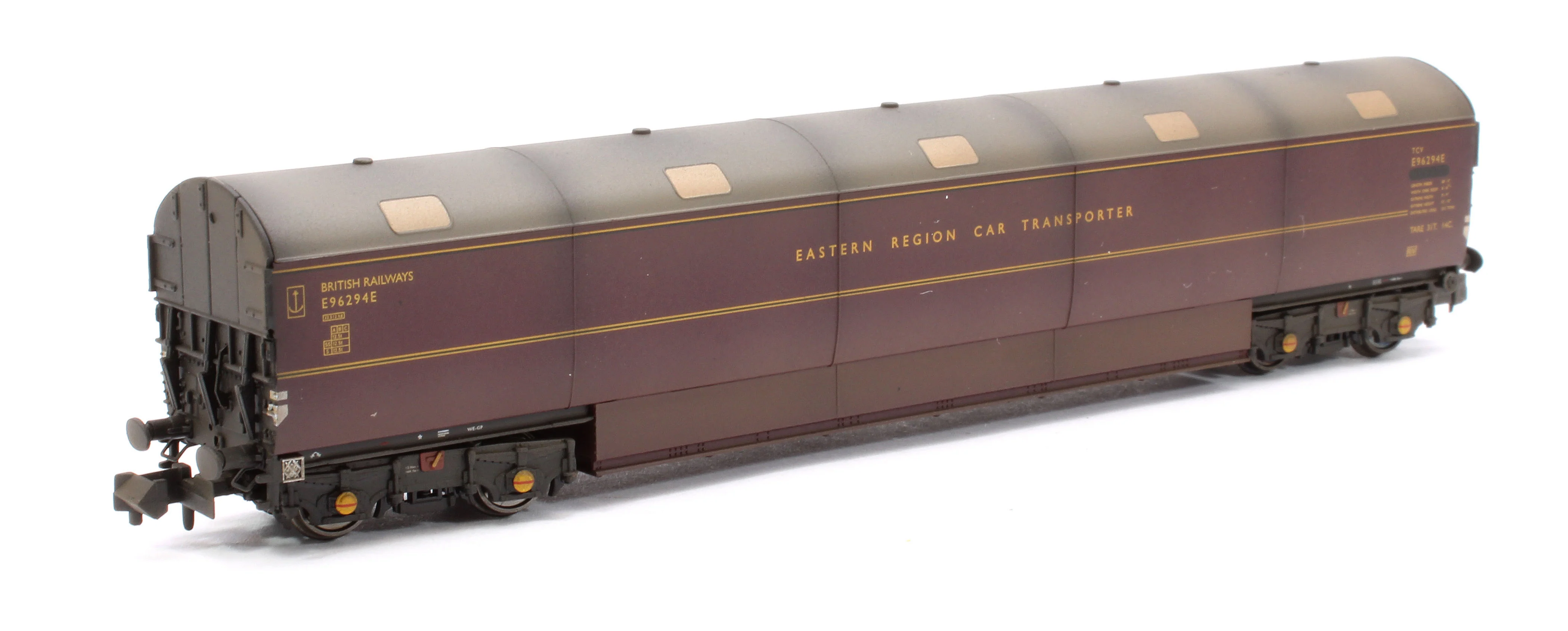 Custom Weathered Newton Chambers Car Transporter Eastern Region BR Lined Maroon E96287/291/294E - Pack 3 - Image 2