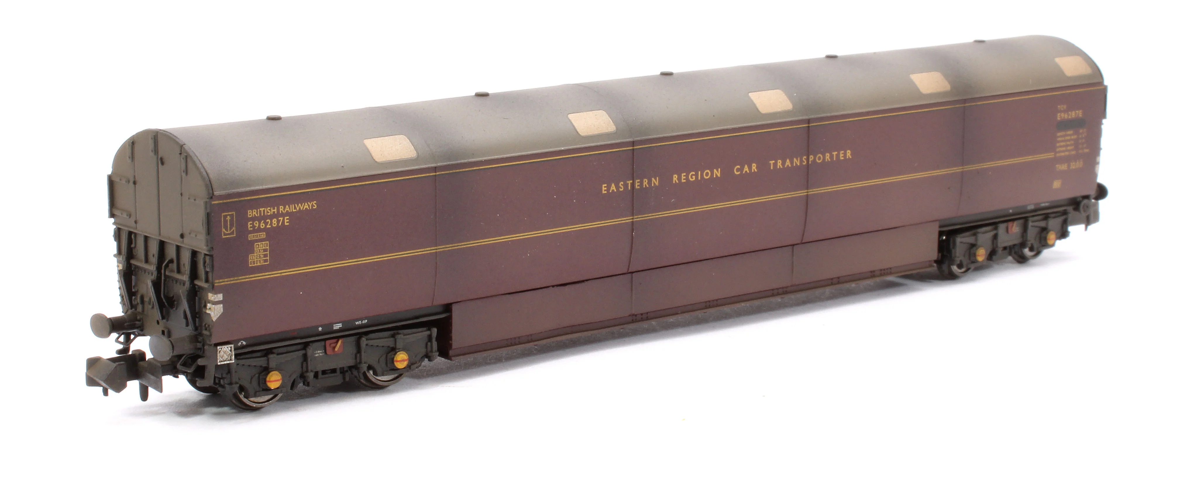 Custom Weathered Newton Chambers Car Transporter Eastern Region BR Lined Maroon E96287/291/294E - Pack 3 - Image 6