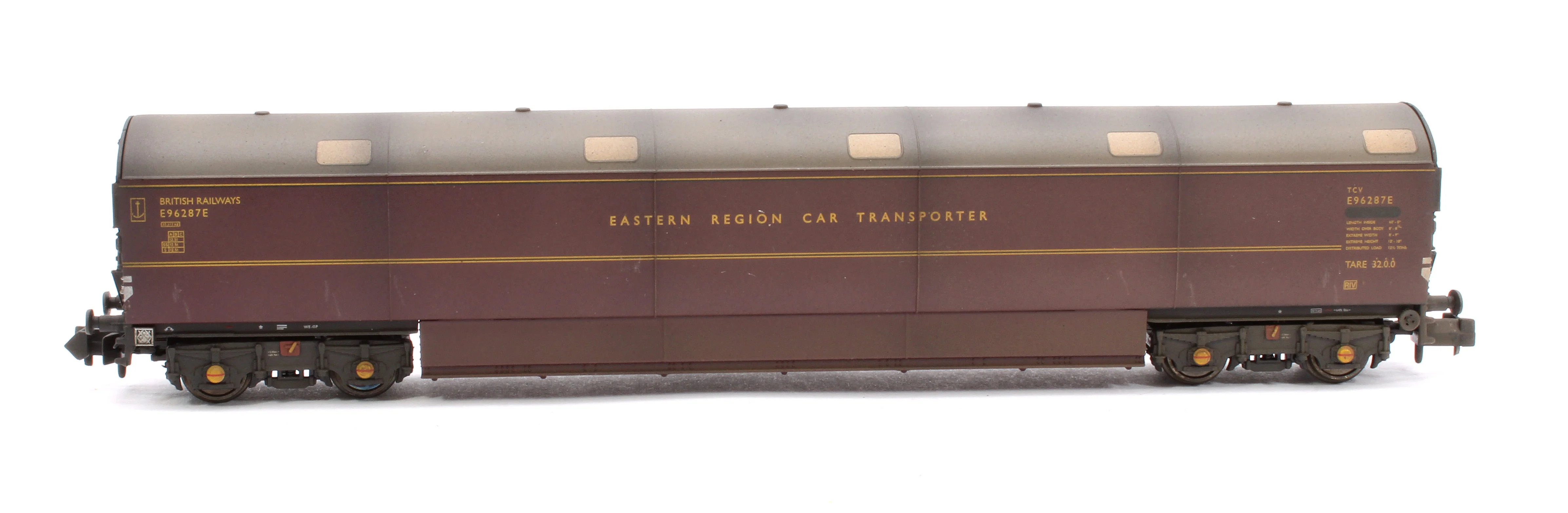 Custom Weathered Newton Chambers Car Transporter Eastern Region BR Lined Maroon E96287/291/294E - Pack 3 - Image 7