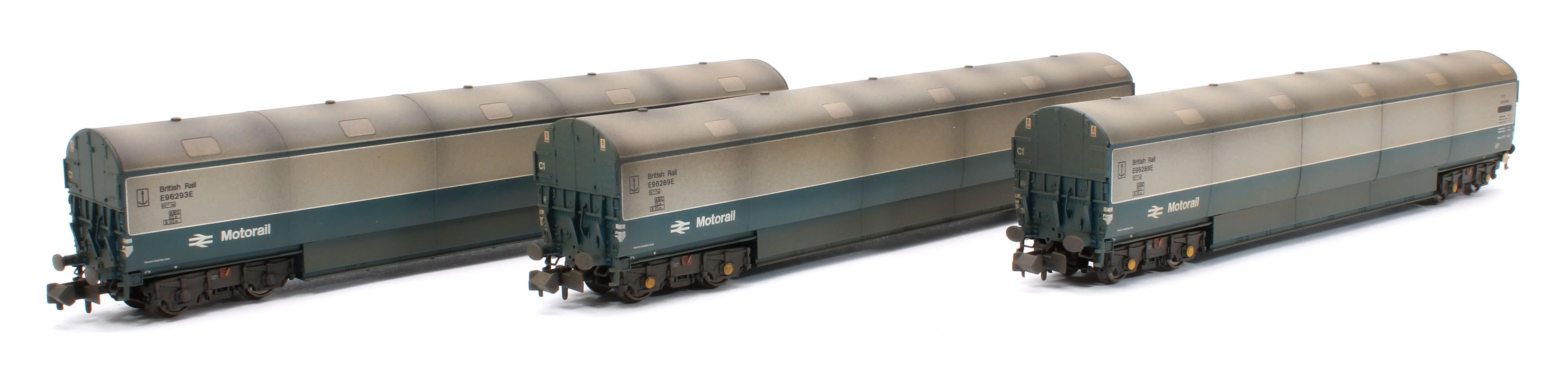 Custom Weathered Newton Chambers Car Transporter BR Motorail BR Blue/Grey NVV E96288/289/293E - Pack 3