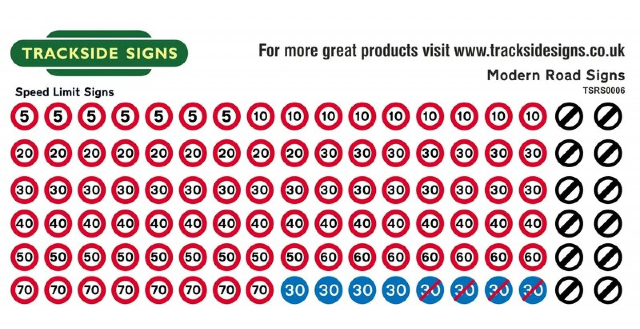 TSRS0006 Speed Limit Signs (Modern) - OO Gauge