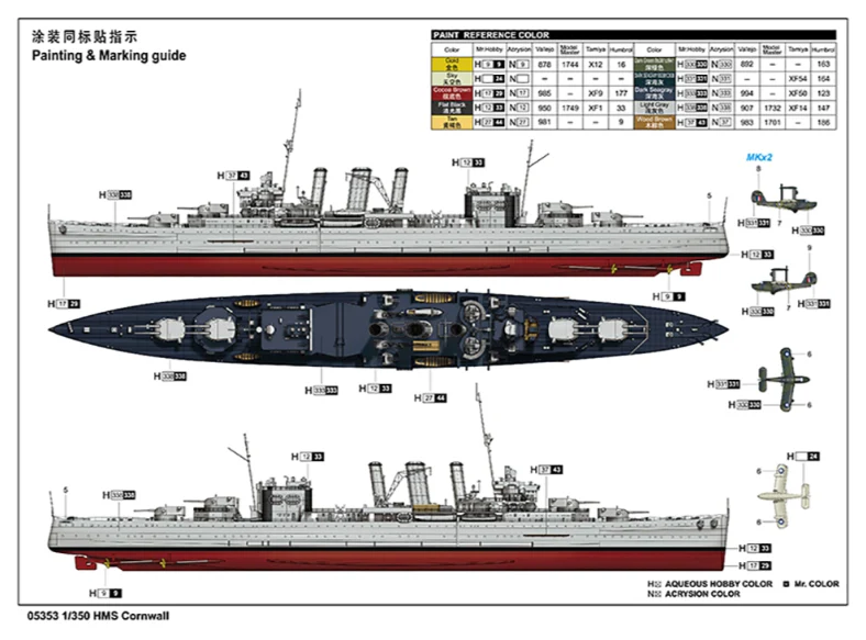 PKTM05353 HMS Cornwall Model Kit - Image 4