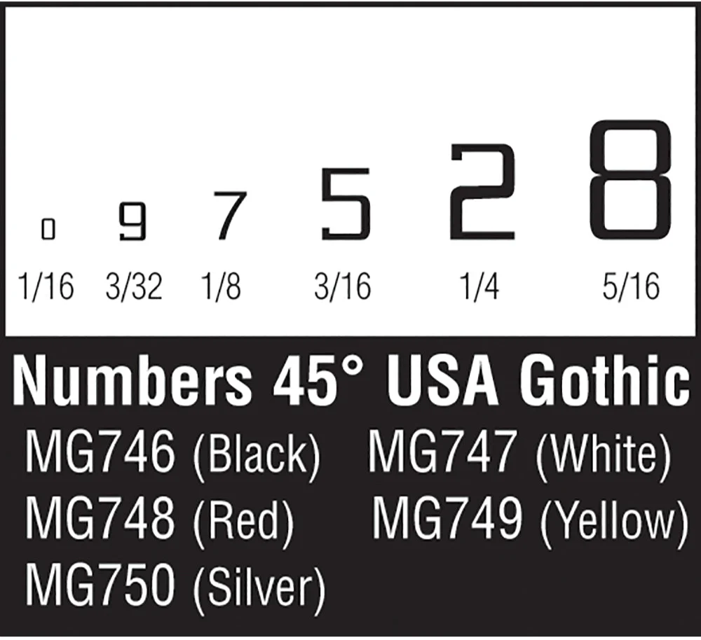 45° USA Gothic Numbers Silver - Image 2